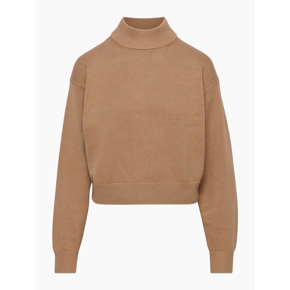 NWT Aritzia Harper Merino Wool Turtleneck Sweater Tan Brown Small